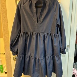 SHEIN Blue Mini Sundress with Bishop Sleeves